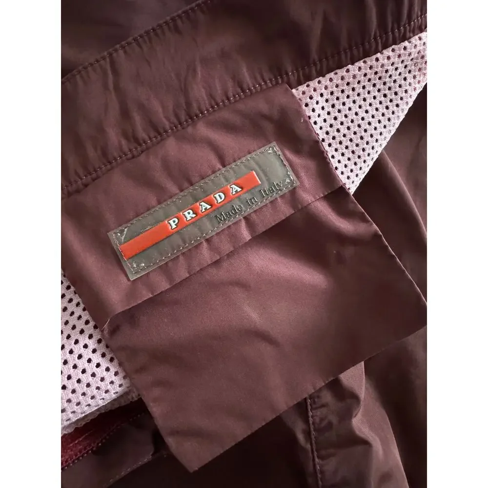 Prada Red Tab Nylon Metal Swim Shorts Burgundy - Picture 7 of 9
